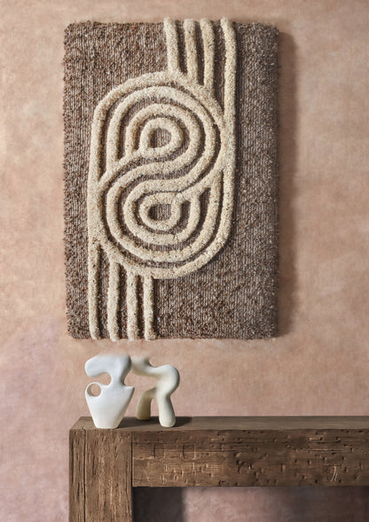 MAMEDOT WALL ART - AND MISGAV WALL ART - BROWN/BEIGE - HAND WOVEN/OVER TUFTED - WOOL & MDF