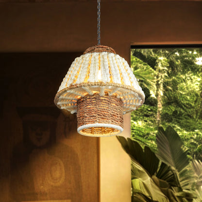 MAUA LAMP - IVORY/NATURAL - HAND MADE - WOOL DORI + JUTE