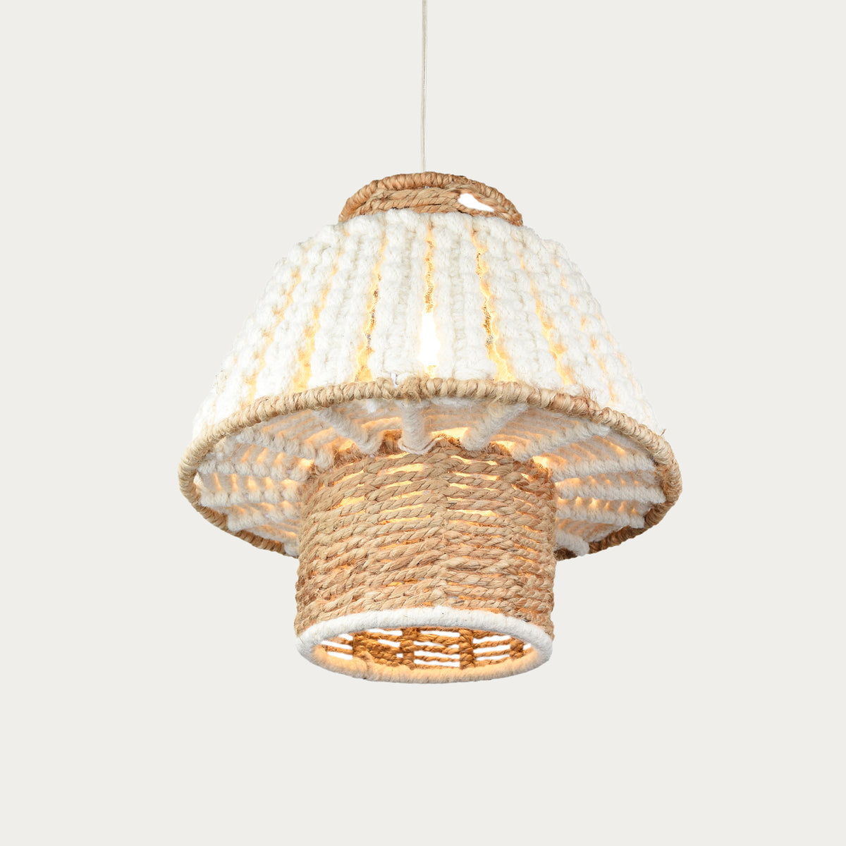 MAUA LAMP - IVORY/NATURAL - HAND MADE - WOOL DORI + JUTE