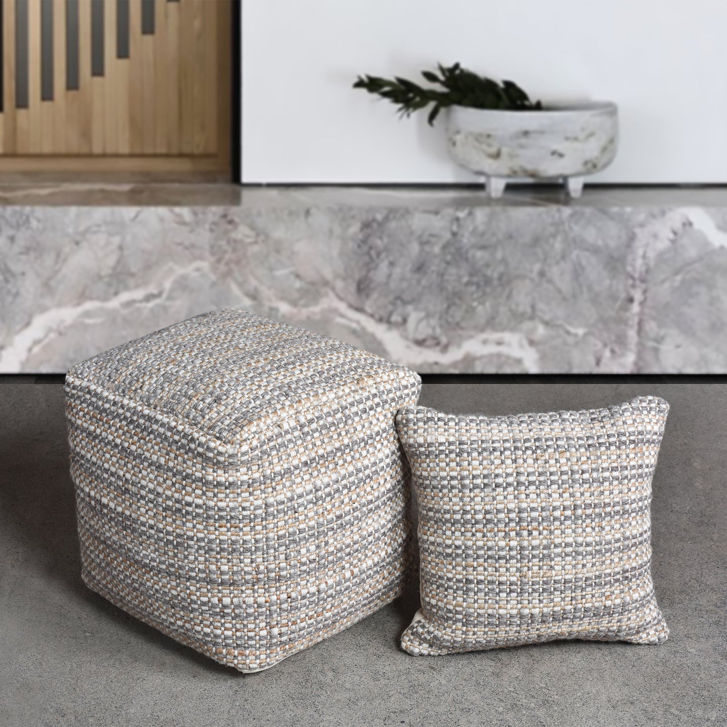 MCALPIN POUF - WOOL/ JUTE