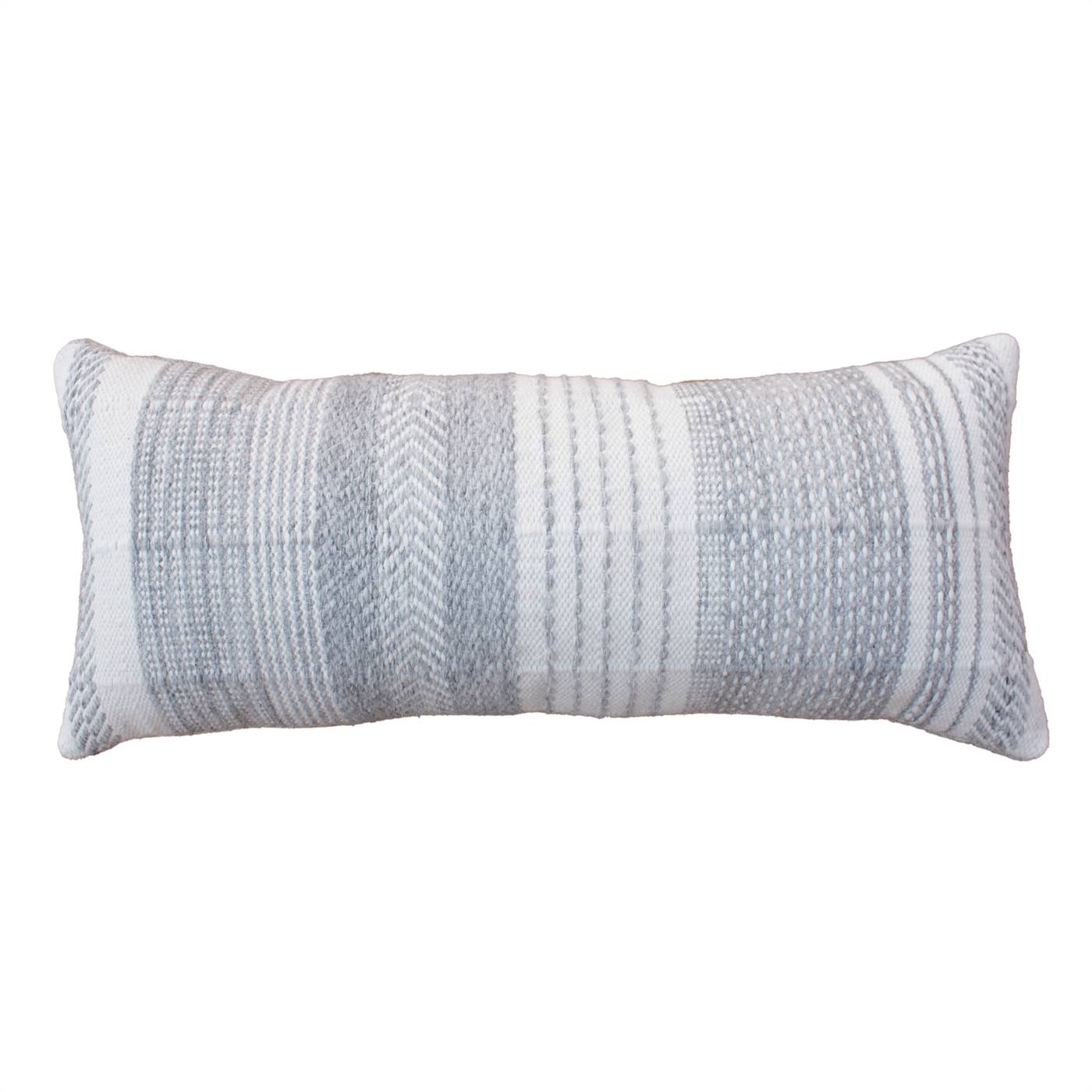 Milner Lumber Cushion, 36x91 cm, Grey, Natural White, PET, Hand Woven, Pitloom, Flat Weave
