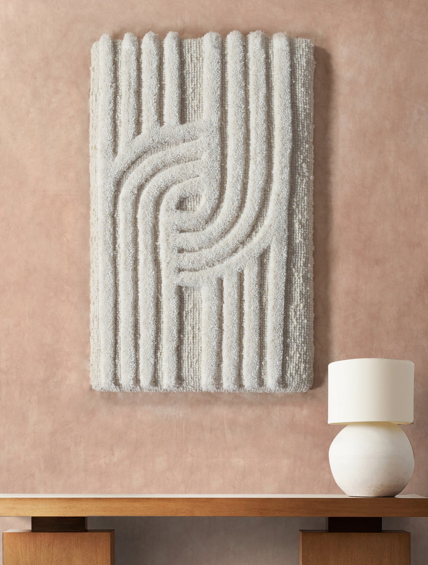 MISGAV WALL ART - AND MAMEDOT WALL ART - IVORY - HAND WOVEN/OVER TUFTED - WOOL & MDF