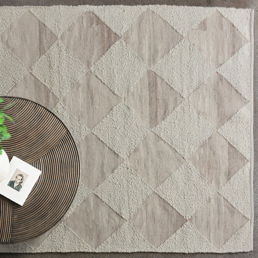 MOLOPO RUG - IVORY/BEIGE - WOOL/PET