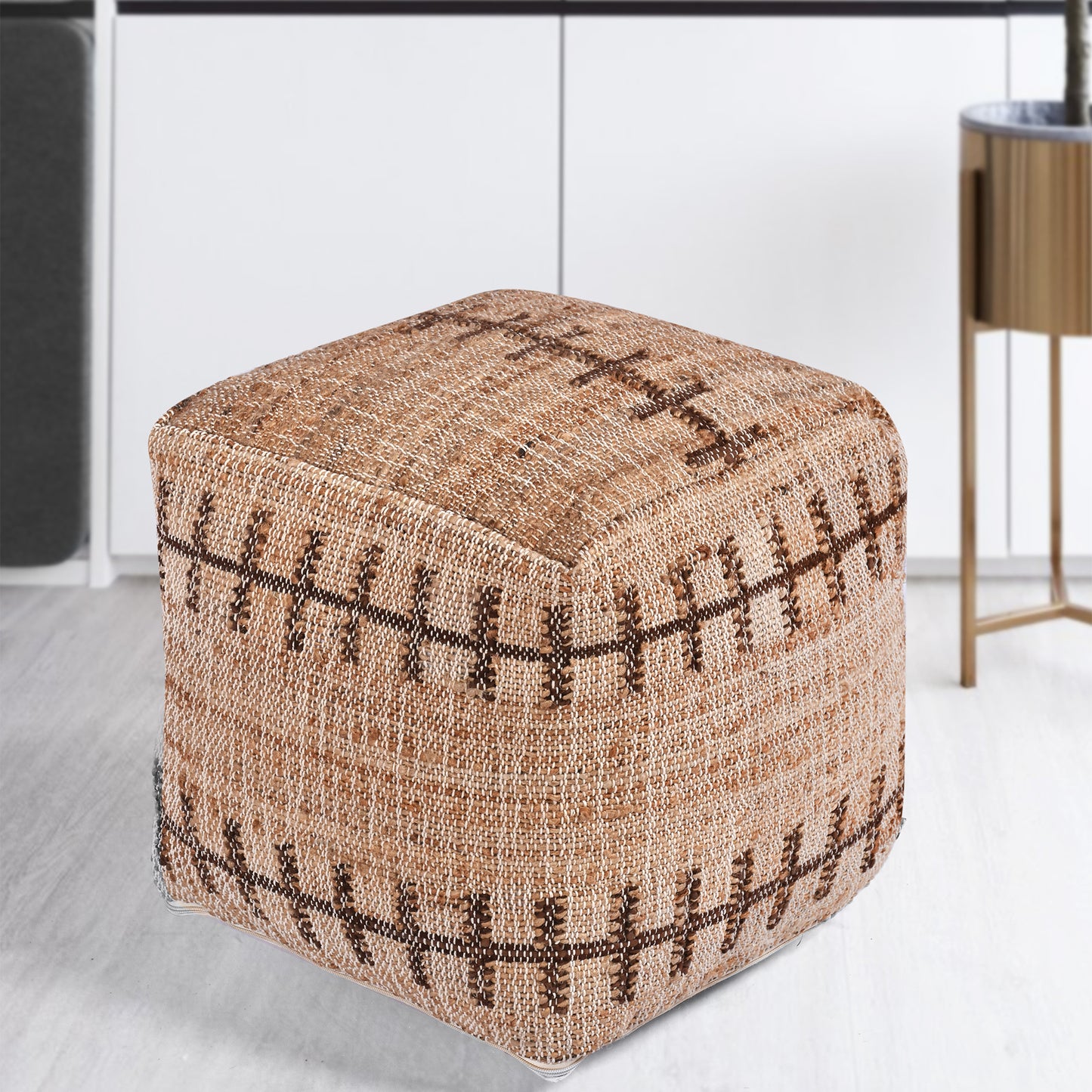 MONTEREY POUF - JUTE/ LEATHER