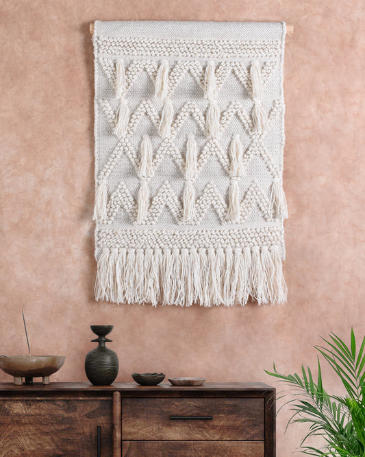 MURGENI WALL HANGING - IVORY - HAND WOVEN - WOOL