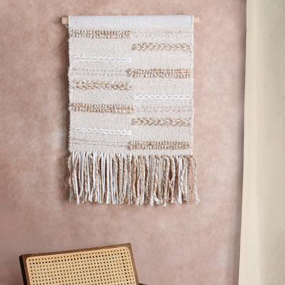 NEGRESTI WALL HANGING - IVORY - HAND WOVEN - JUTE + COTTON SALVAGE  + COTTON RAG