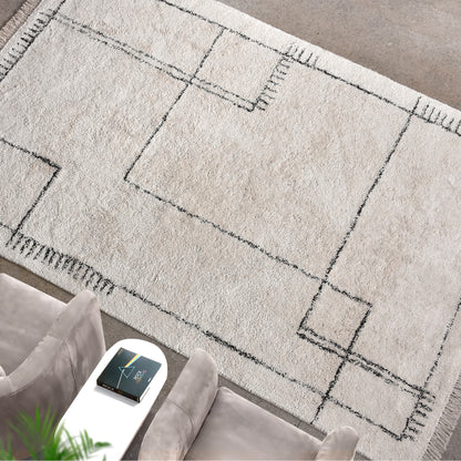 NEWLANDS RUG - IVORY/CHARCOAL - COTTON - TABLE TUFTED