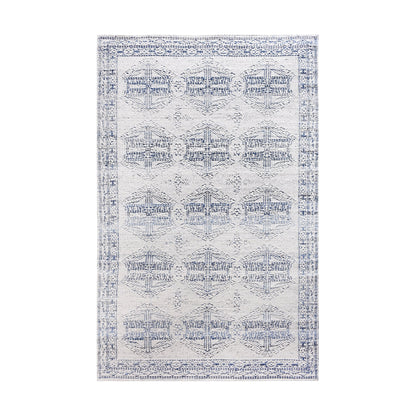 NISHE RUG - IVORY/BLUE - JACQUARD WOVEN - COTTON DENIM/WOOL