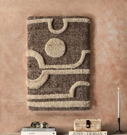 OKKATO WALL ART - AND KAIPI WALL ART - BROWN/BEIGE - HAND WOVEN/OVER TUFTED - WOOL & MDF