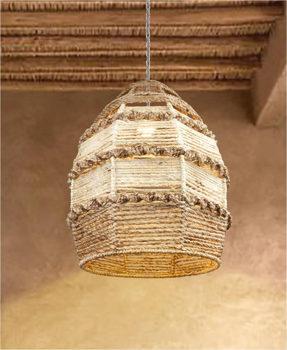OSVALDO LAMP - IVORY/NATURAL - HAND MADE - JUTE