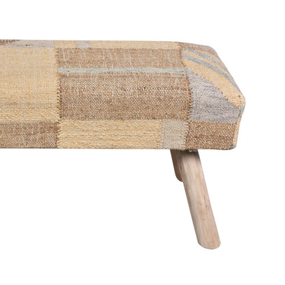 Palco Bench, 80x30x40 cm, Natural, Natural White, Jute, Wool, Hand Woven, Punja, Flat Weave