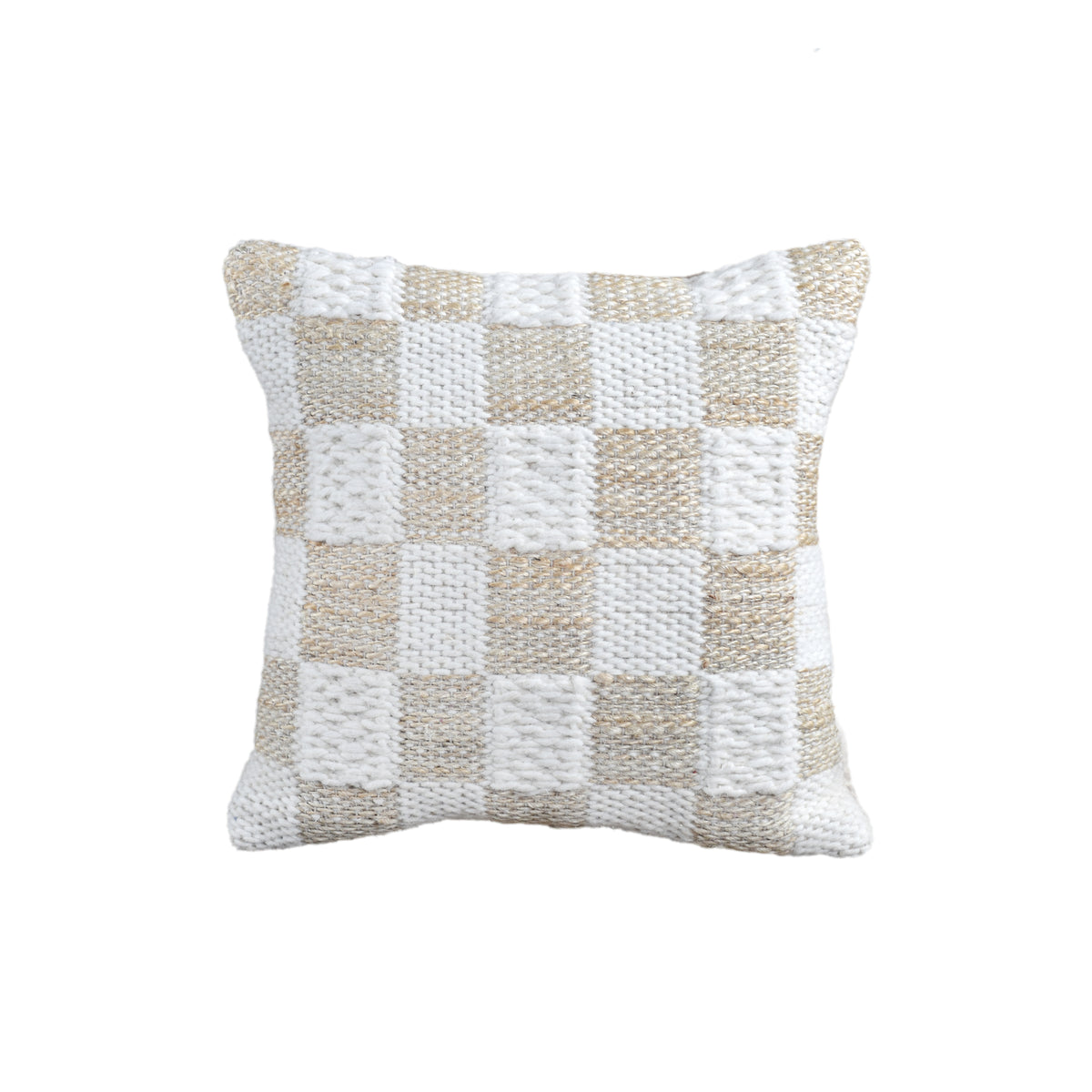 PANHAME CUSHION - JUTE/WOOL - IVORY/NATURAL - HANDWOVEN