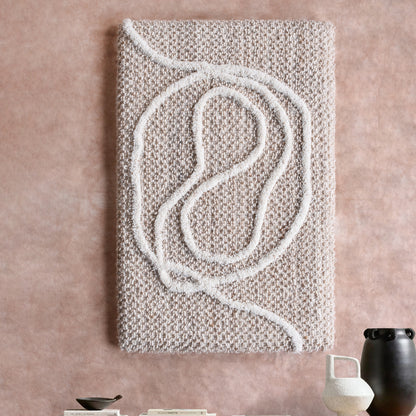 PARNAIBA WALL ART - BEIGE/IVORY - HAND WOVEN/OVER TUFTED - WOOL & MDF