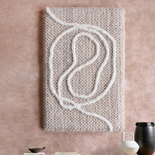 PARNAIBA WALL ART - BEIGE/IVORY - HAND WOVEN/OVER TUFTED - WOOL & MDF