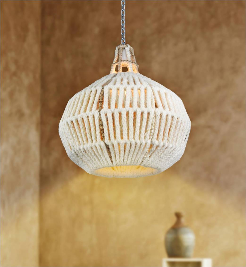 PAULICEIA LAMP - IVORY/NATURAL - HAND MADE - WOOL DORI + JUTE