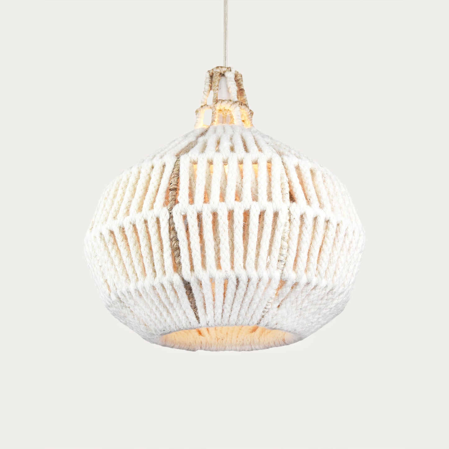 PAULICEIA LAMP - IVORY/NATURAL - HAND MADE - WOOL DORI + JUTE