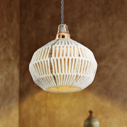 PAULICEIA LAMP - IVORY/NATURAL - HAND MADE - WOOL DORI + JUTE