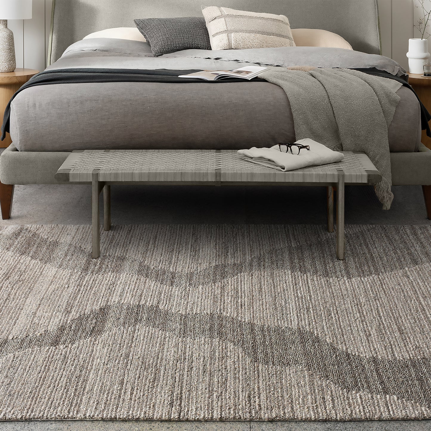 POKANA RUG - GREY/BEIGE - WOOL - HAND WOVEN, OVER TUFTED