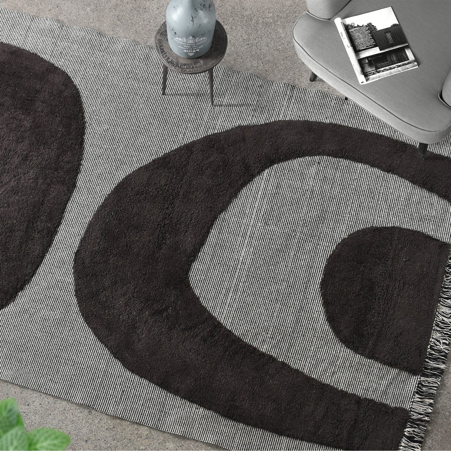 POWLETT RUG - IVORY/CHARCOAL - COTTON - TABLE TUFTED