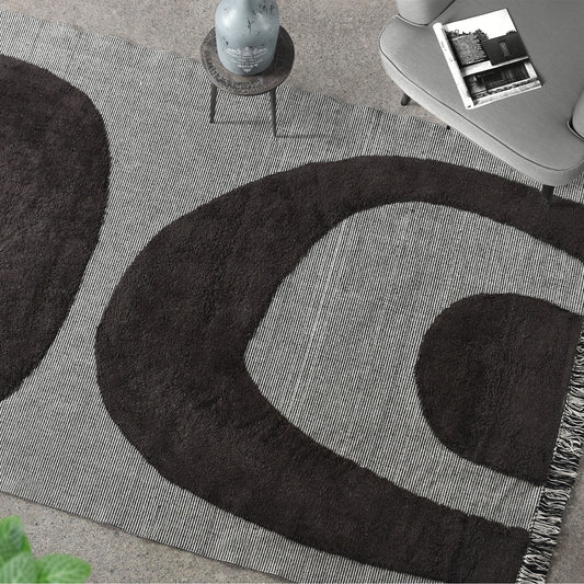 POWLETT RUG - IVORY/CHARCOAL - COTTON - TABLE TUFTED