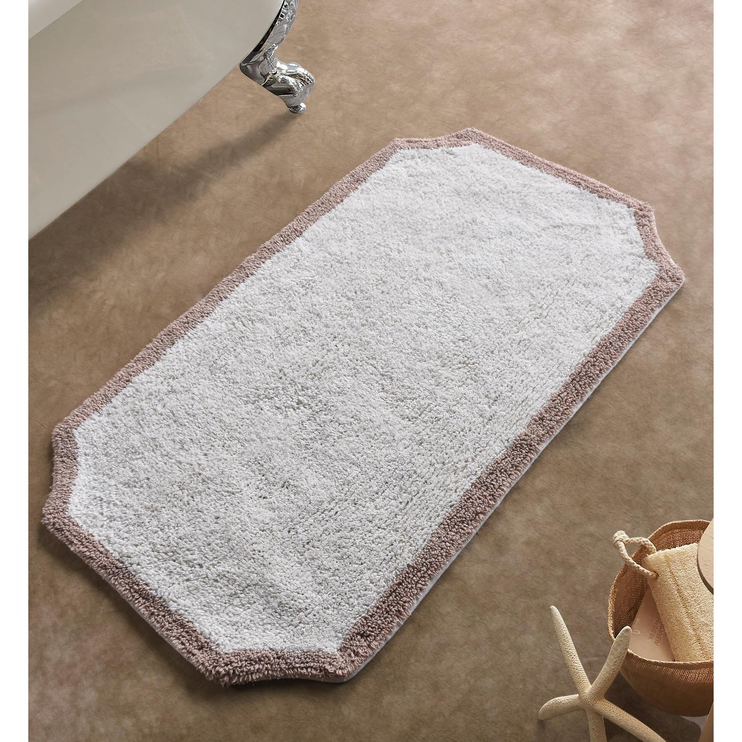 PRYWEN BATH RUG - IVORY/BEIGE - TABLE TUFTED - COTTON