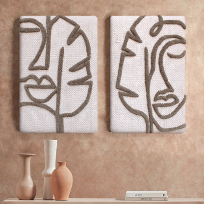PAMEROY WALL ART AND PRENTICE WALL ART - IVORY/BEIGE - HAND WOVEN / OVER TUFTED - WOOL & MDF