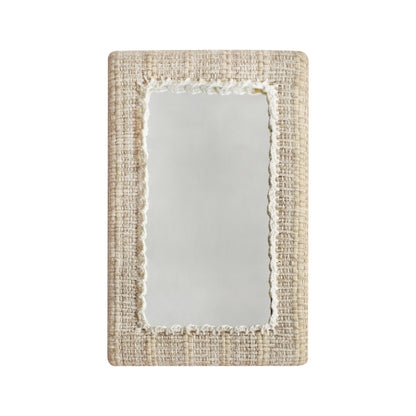 RACINE WALL MIRROR - IVORY/BEIGE - HAND WOVEN - WOOL/COTTON RAG & MDF