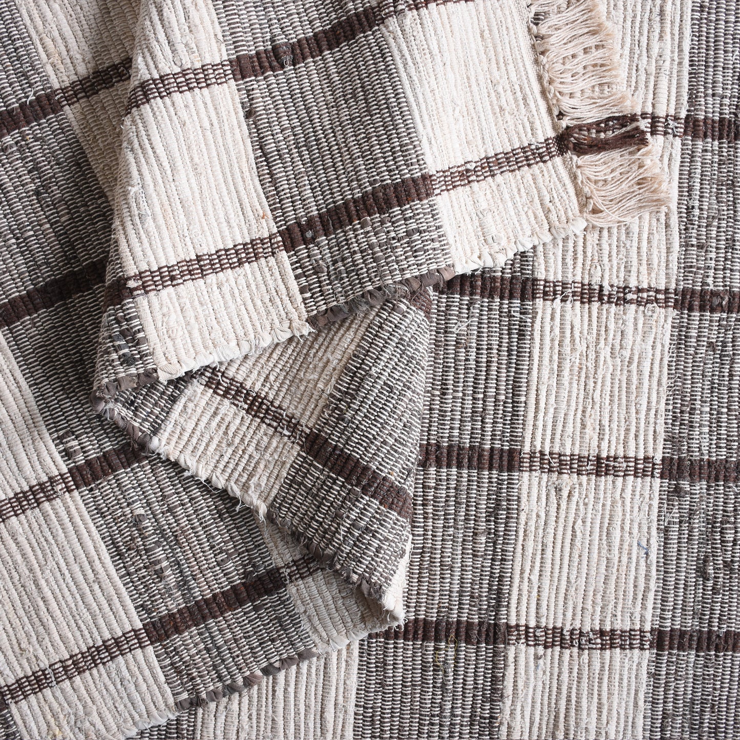 RONALDSEY RUG - IVORY/BROWN - HAND WOVEN - COTTON DENIM