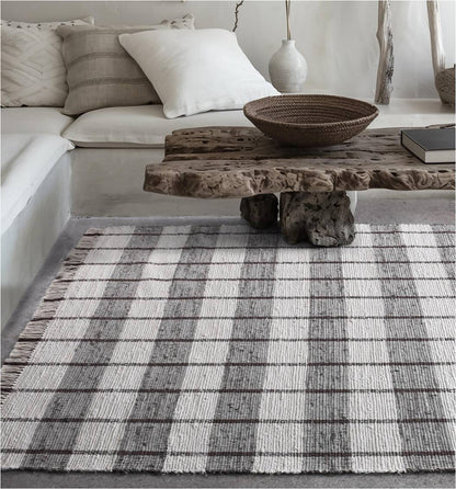 RONALDSEY RUG - IVORY/BROWN - HAND WOVEN - COTTON DENIM