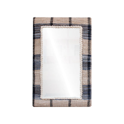 RONALDSEY WALL MIRROR - IVORY/BLUE - HAND WOVEN - WOOL/COTTON DENIM & MDF