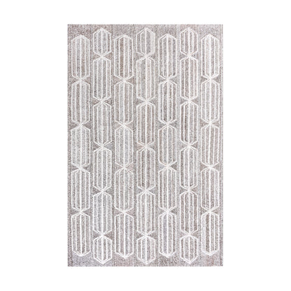 ROTAN RUG - BEIGE/WHITE - HAND TUFTED - COTTON DENIM/WOOL