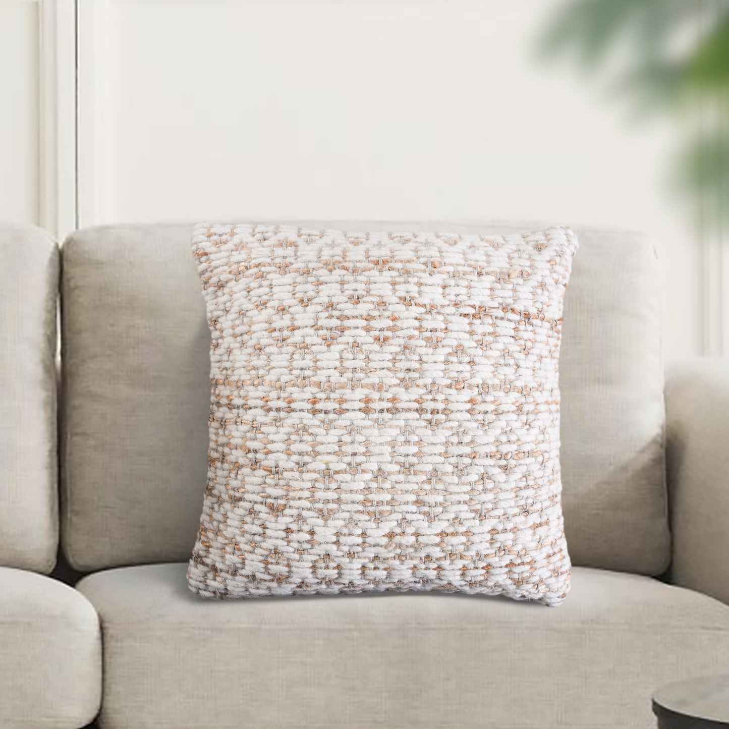 RUSSELL-II CUSHION - NATURAL/IVORY - HAND WOVEN - JUTE + WOOL