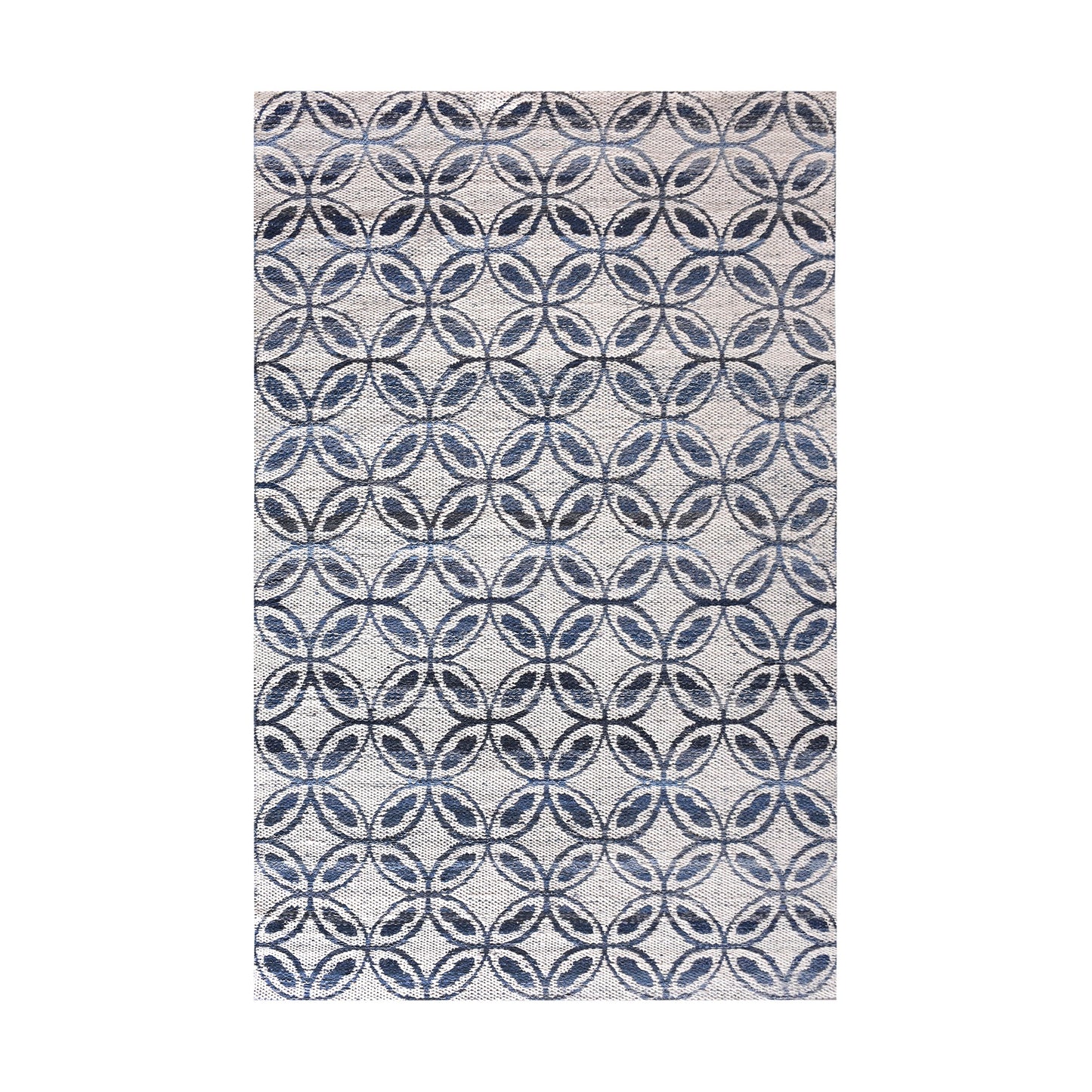 SARACI RUG - IVORY/BLUE - JACQUARD WOVEN - COTTON DENIM/WOOL