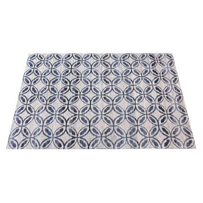 SARACI RUG - IVORY/BLUE - JACQUARD WOVEN - COTTON DENIM/WOOL