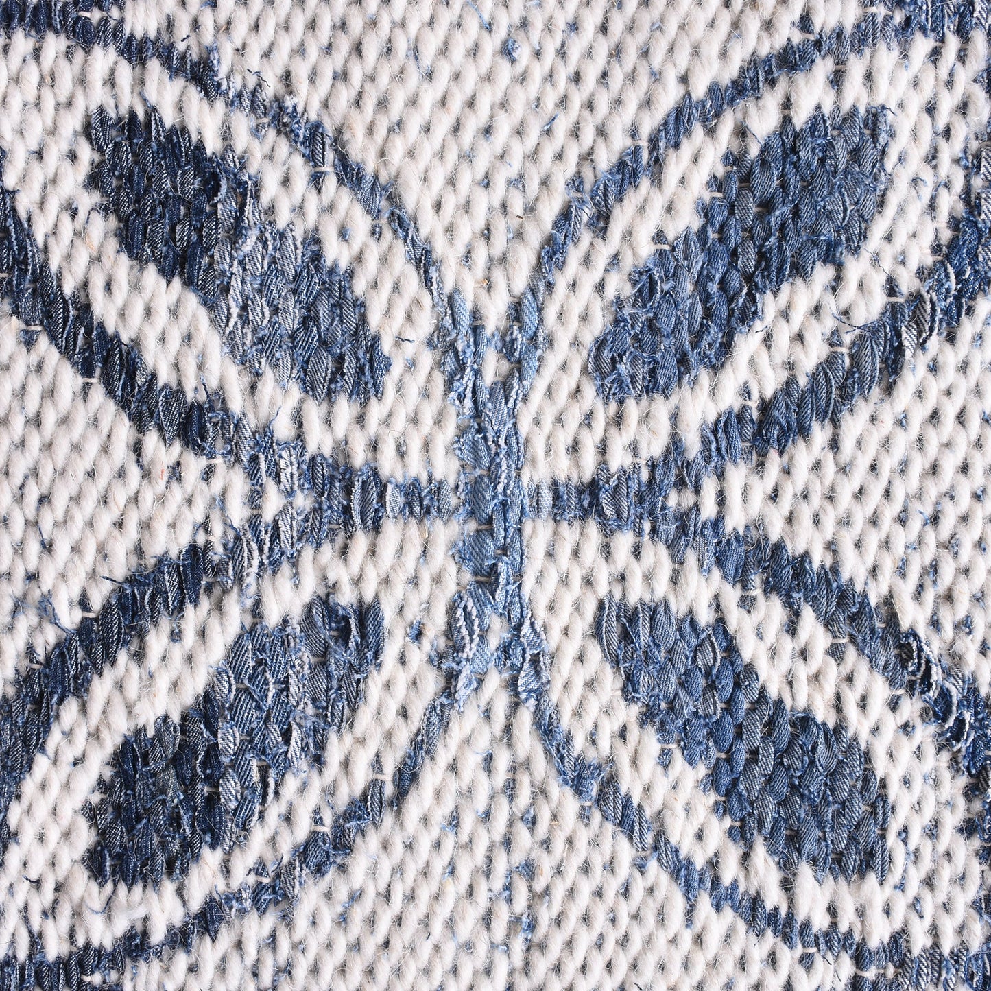 SARACI RUG - IVORY/BLUE - JACQUARD WOVEN - COTTON DENIM/WOOL