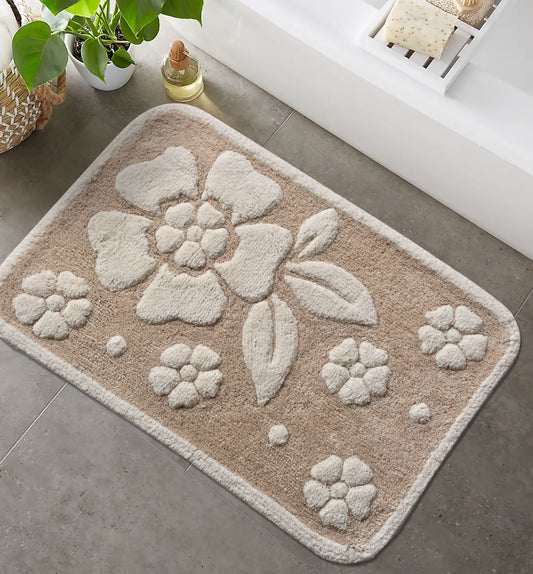 SCHELL BATH RUG - NATURAL/IVORY - TABLE TUFTED - COTTON