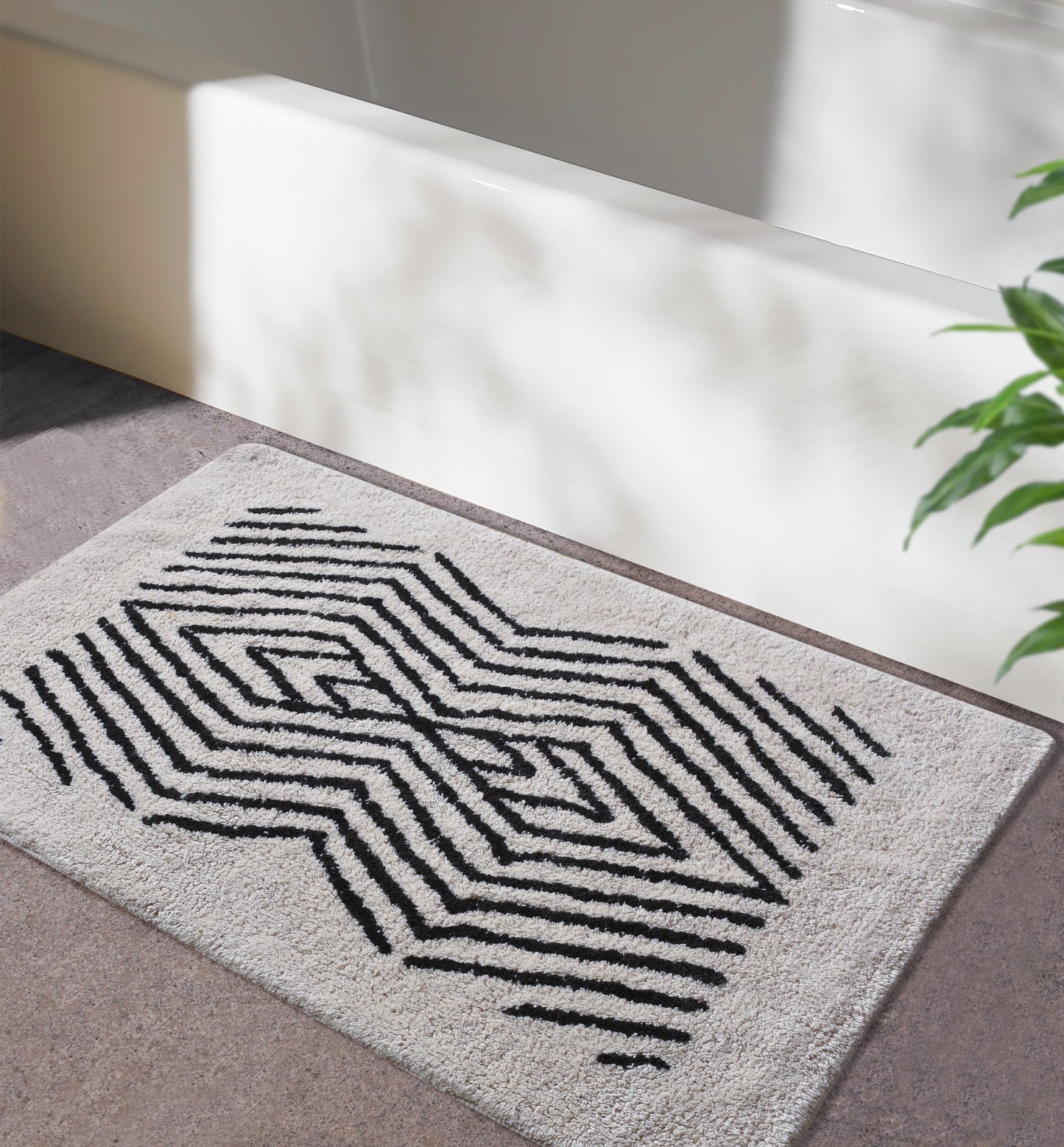 SERNA BATH RUG - IVORY/BROWN - TABLE TUFTED - COTTON