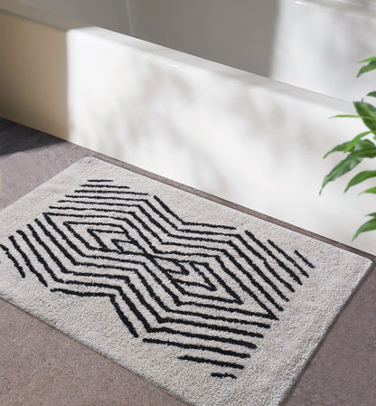 SERNA BATH RUG - IVORY/BROWN - TABLE TUFTED - COTTON