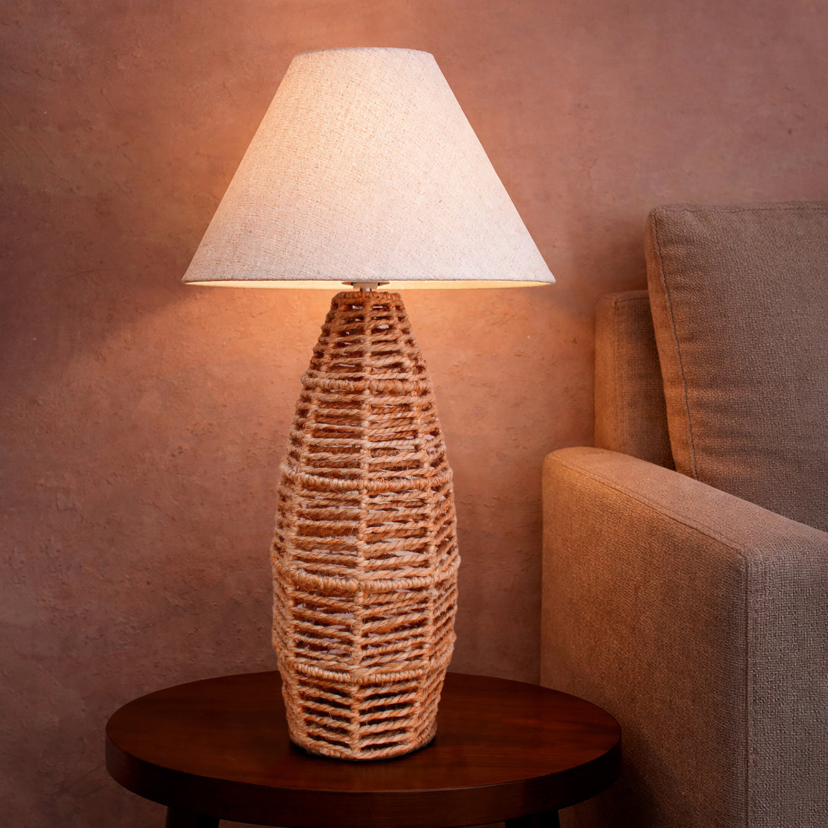SAFFRONA TABLE LAMP - NATURAL - HAND MADE - JUTE