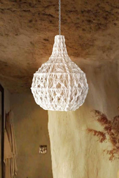 TAGUB LAMP - IVORY/GREY - HAND MADE - WOOL DORI + NZ FELT WOOL