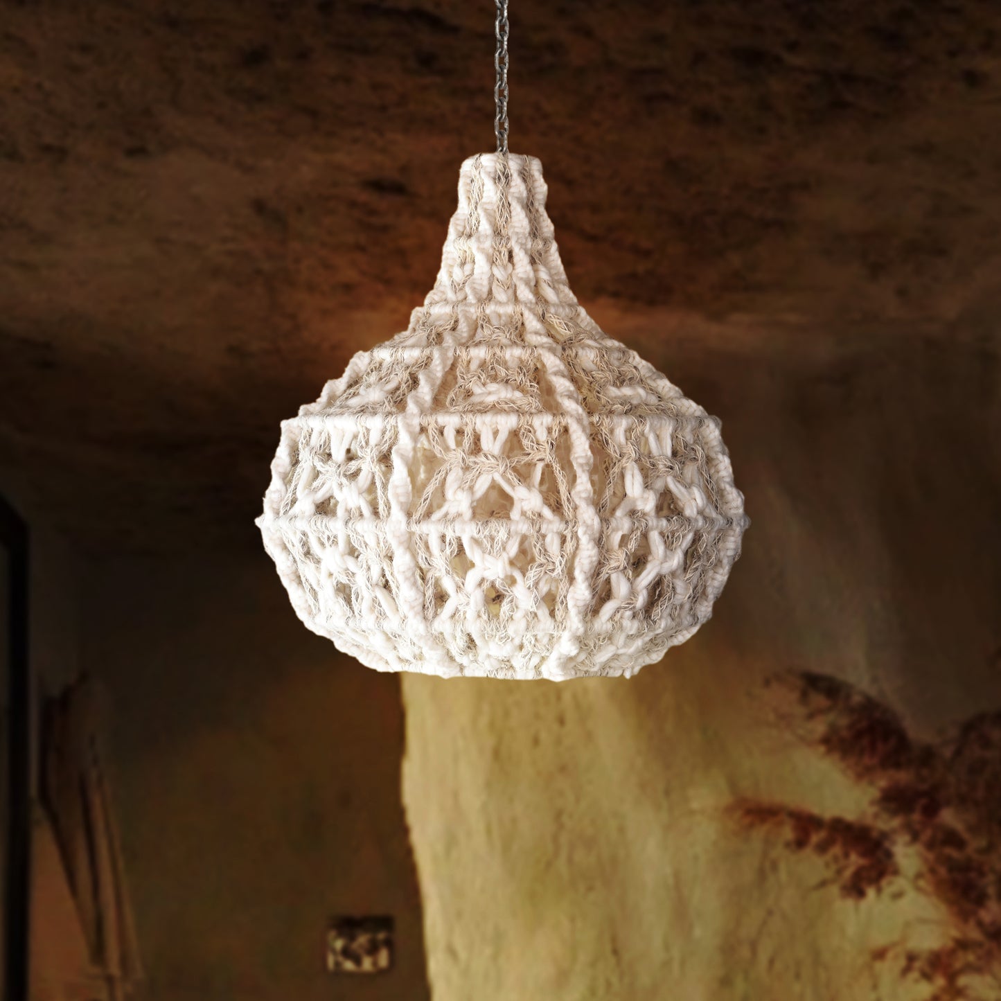 TAGUB LAMP - IVORY/GREY - HAND MADE - WOOL DORI + NZ FELT WOOL
