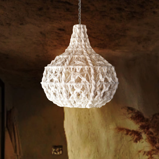 TAGUB LAMP - IVORY/GREY - HAND MADE - WOOL DORI + NZ FELT WOOL