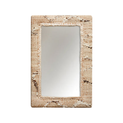 TAHELEK WALL MIRROR - NATURAL/IVORY/BROWN - HAND WOVEN - JUTE + WOOL & MDF