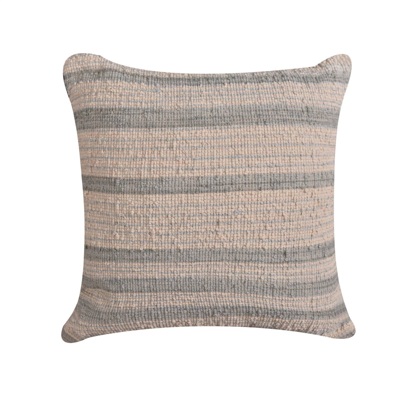 Taras-5 Cushion, 56x56 cm, Natural White, Sage, Wool, Hand Woven, Handwoven, All Loop