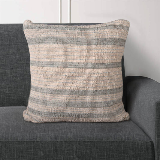 Taras-5 Cushion, 56x56 cm, Natural White, Sage, Wool, Hand Woven, Handwoven, All Loop