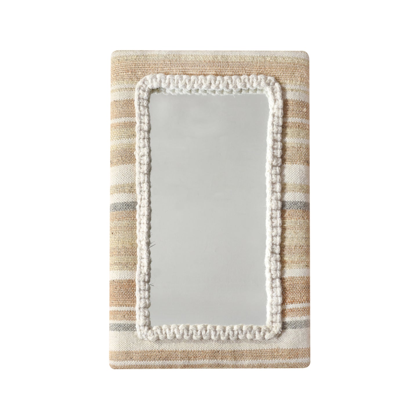 TARLTON  WALL MIRROR - NATURAL/IVORY/GREY - PUNJA KELIM - JUTE/WOOL & MDF