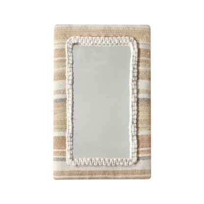 TARLTON  WALL MIRROR - NATURAL/IVORY/GREY - PUNJA KELIM - JUTE/WOOL & MDF