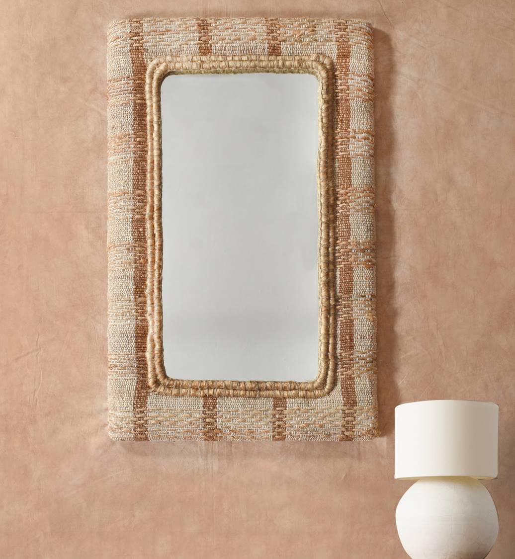 TIKVAH WALL MIRROR - NATURAL/BROWN - HAND WOVEN - JUTE + COTTON & MDF