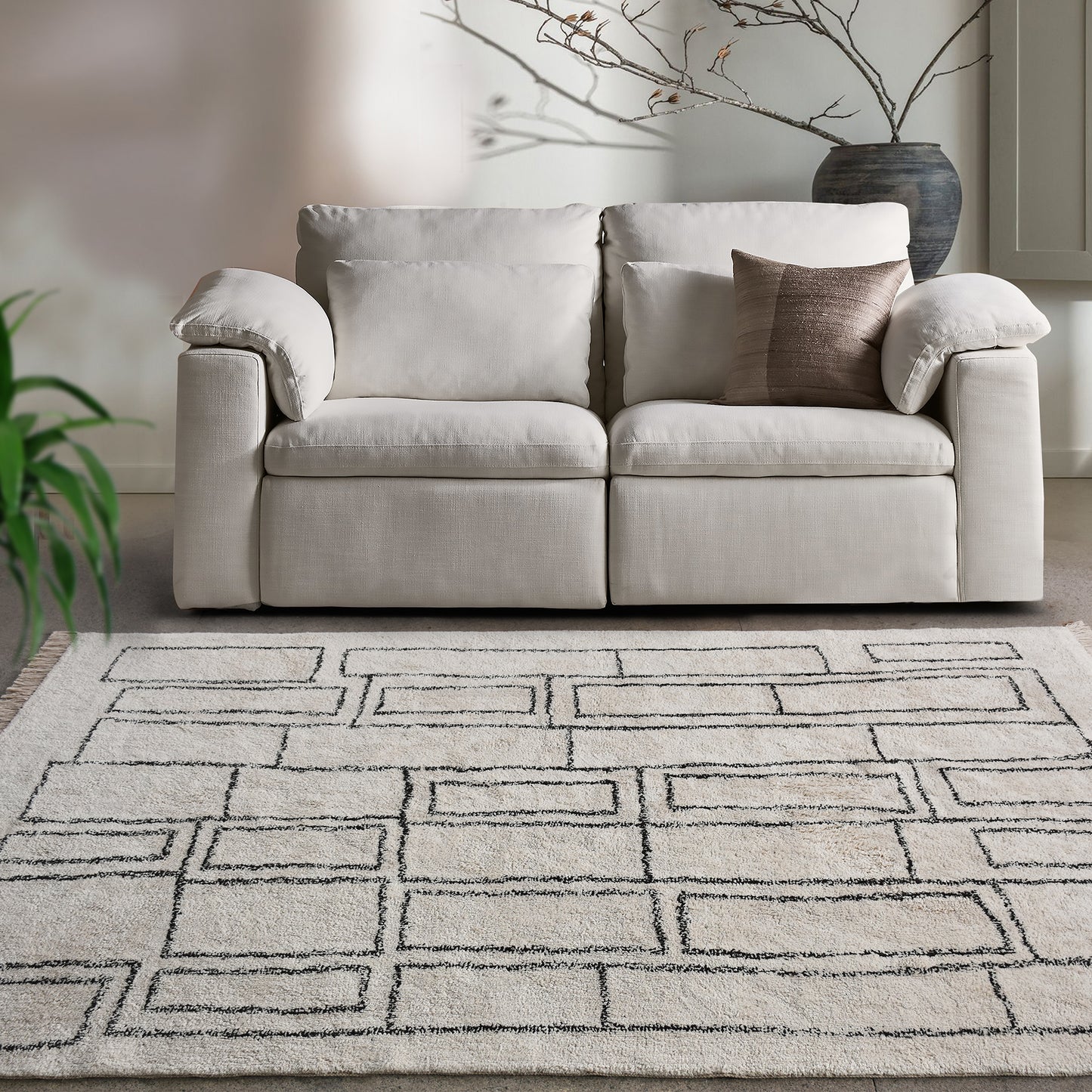 TIMOK RUG - IVORY/CHARCOAL - COTTON - TABLE TUFTED