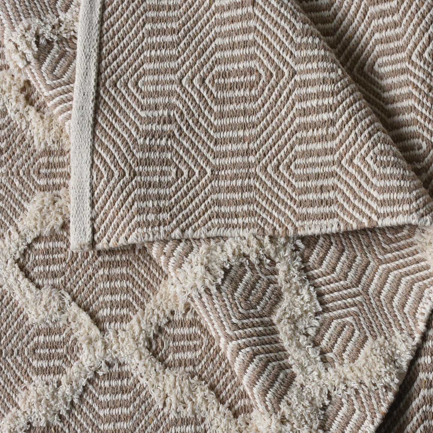 TINSLEY RUG - BEIGE/IVORY - HANDWOVEN - COTTON